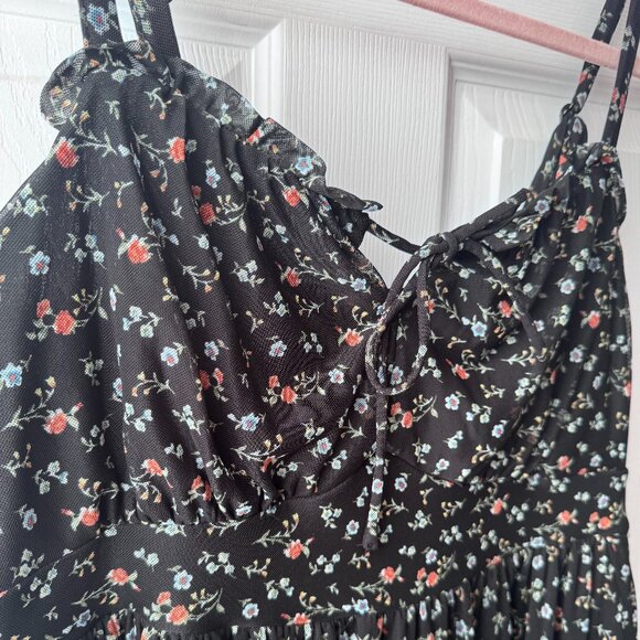 Torrid Mini Mesh Floral Skater Dress Size 0 - Picture 4 of 5